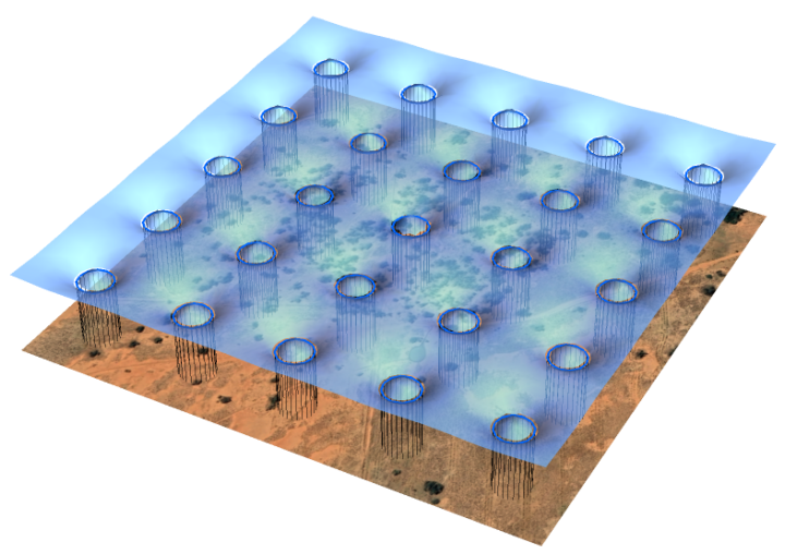 Casey Handmer's depiction of a pressure lofted mattress roof on Mars